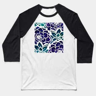 Succulent Mash-up - Purple and Teal Hues - Digitally Illustrated Abstract Flower Pattern for Home Decor, Clothing Fabric, Curtains, Bedding, Pillows, Upholstery, Phone Cases and Stationary Baseball T-Shirt